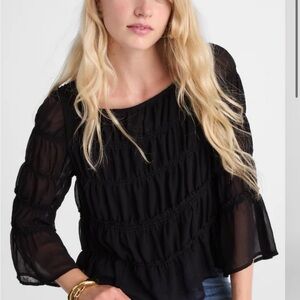 Madewell Black Sheer Blouse
